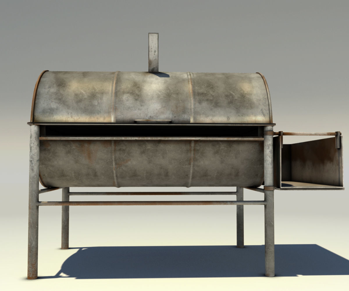 Oil Drum Grill Low-poly 3D model_3