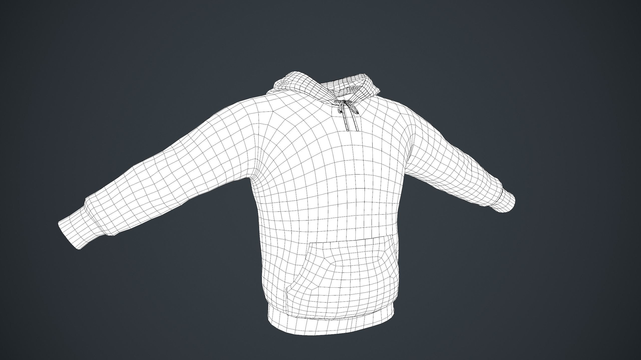 Black Winter Hoodie Low-poly 3D model_20