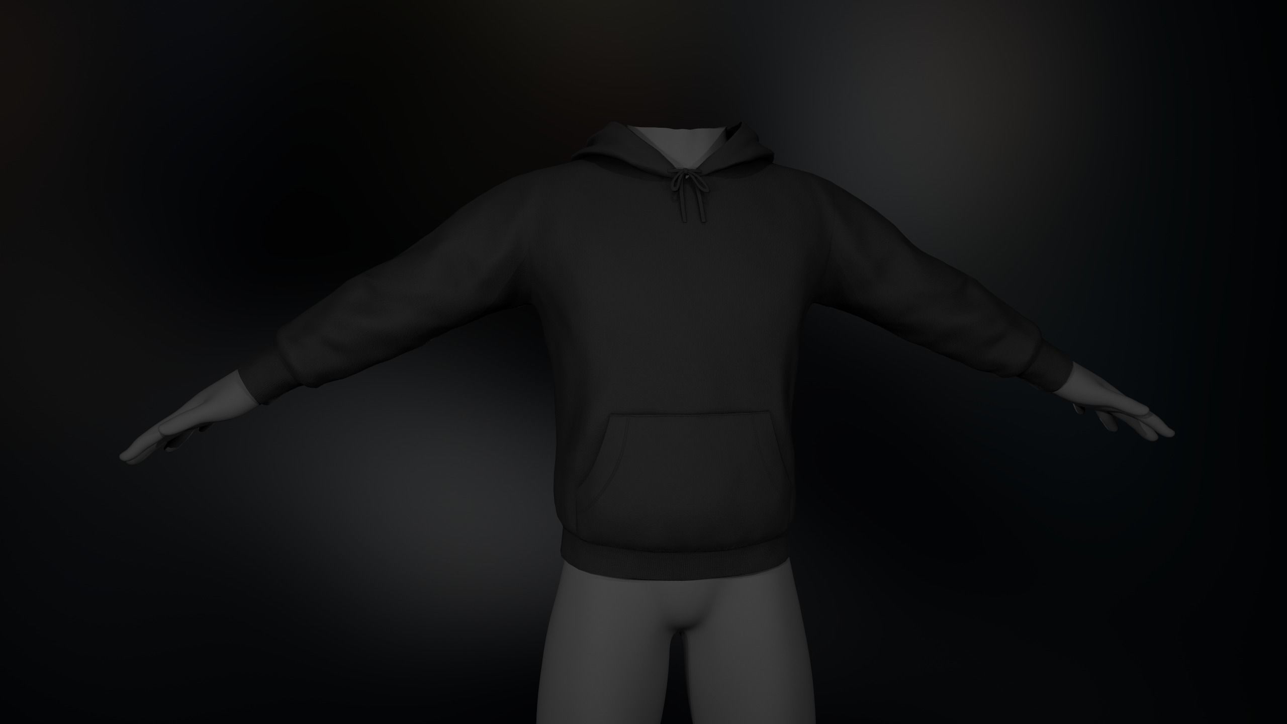 Black Winter Hoodie Low-poly 3D model_1