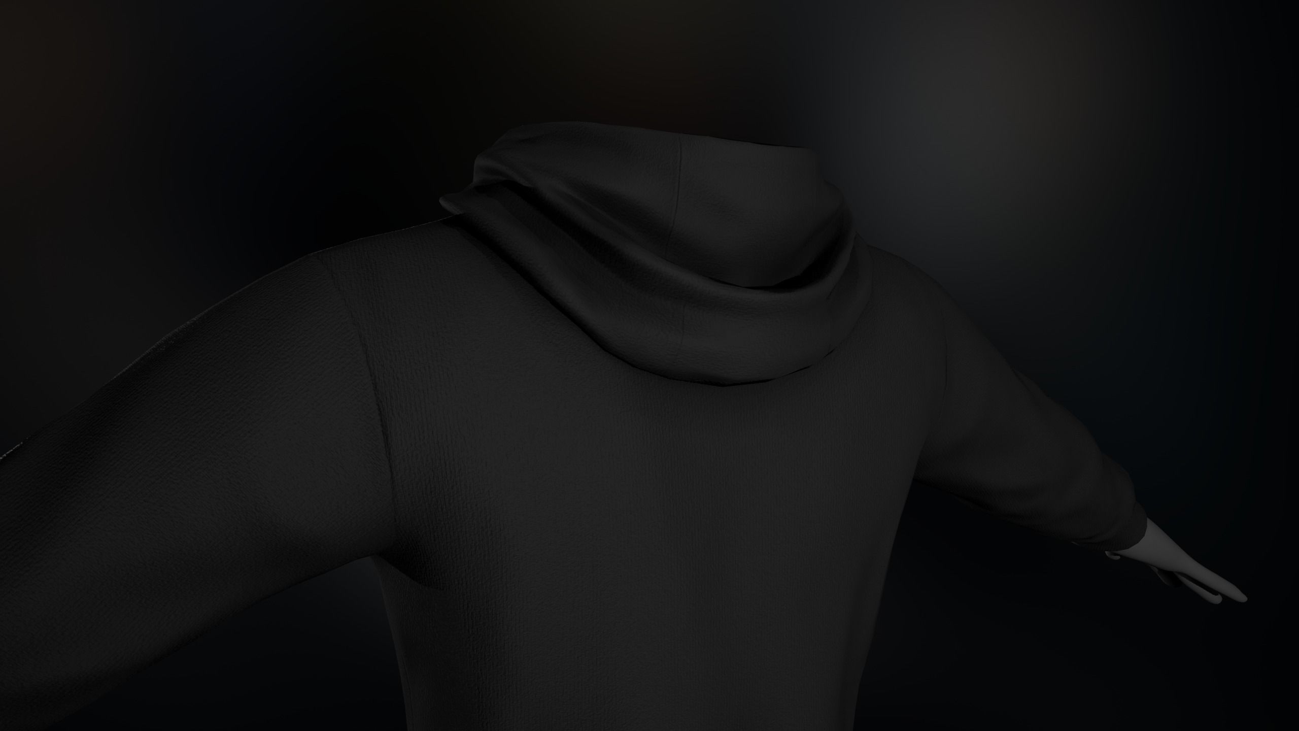 Black Winter Hoodie Low-poly 3D model_12