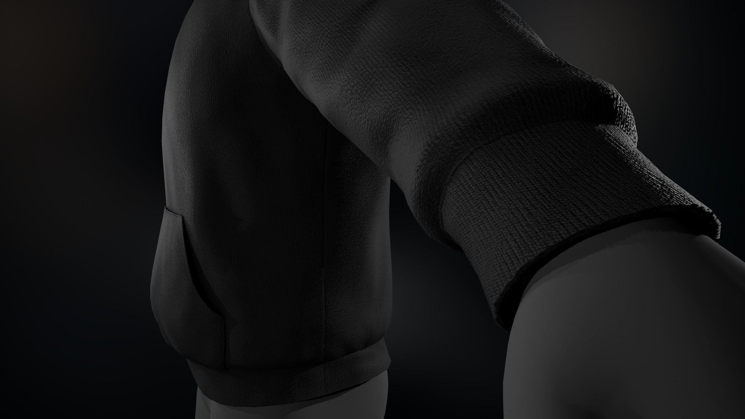 Black Winter Hoodie Low-poly 3D model_14