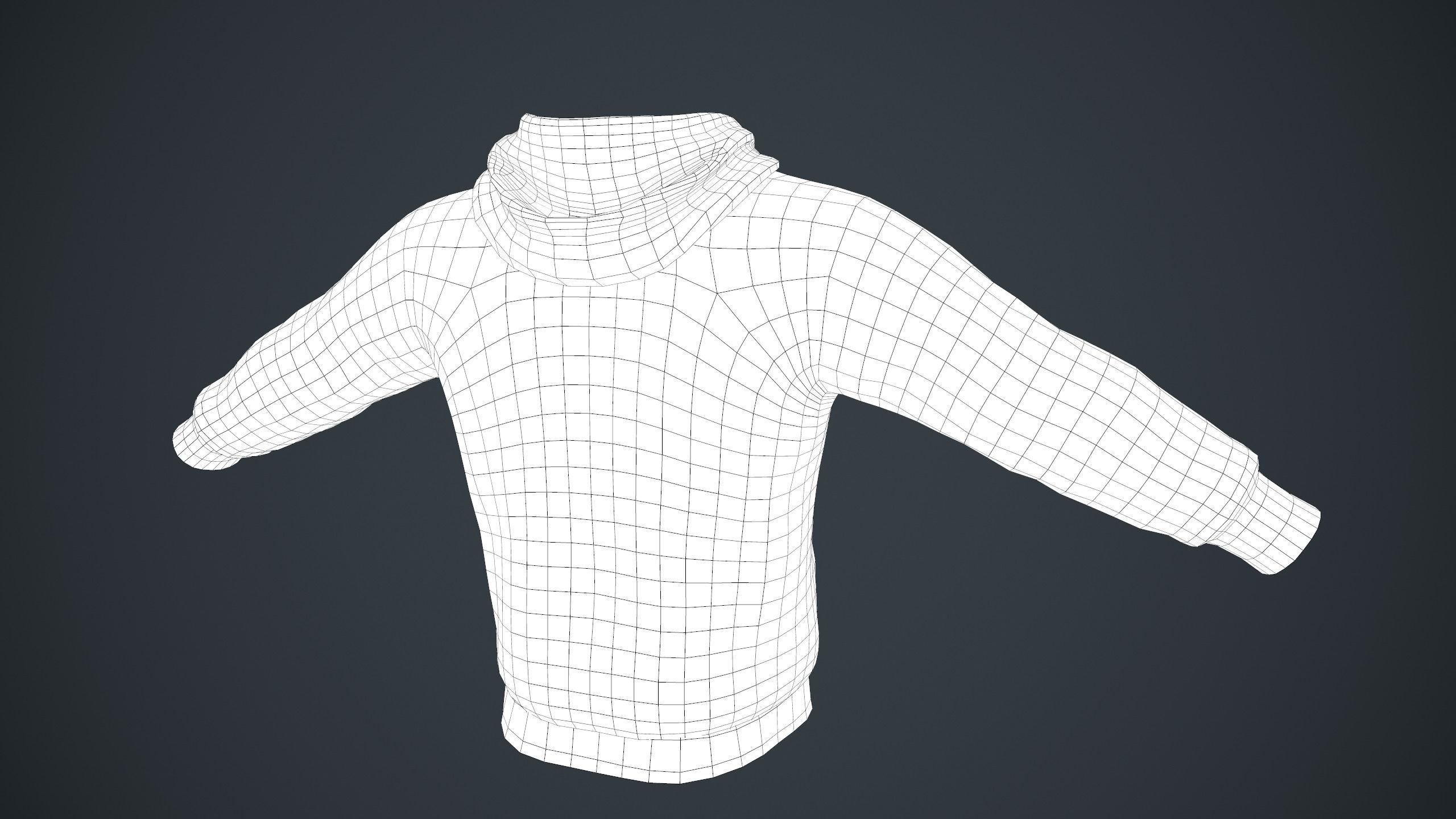 Black Winter Hoodie Low-poly 3D model_23