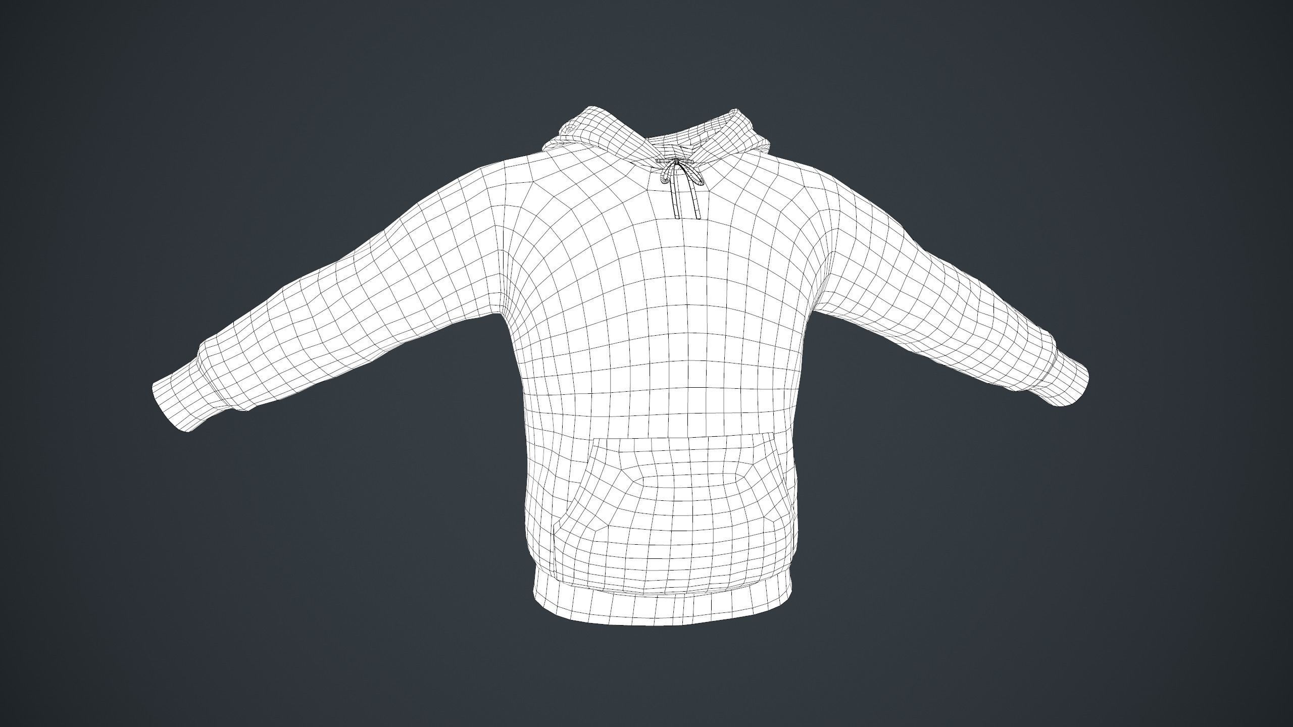 Black Winter Hoodie Low-poly 3D model_17