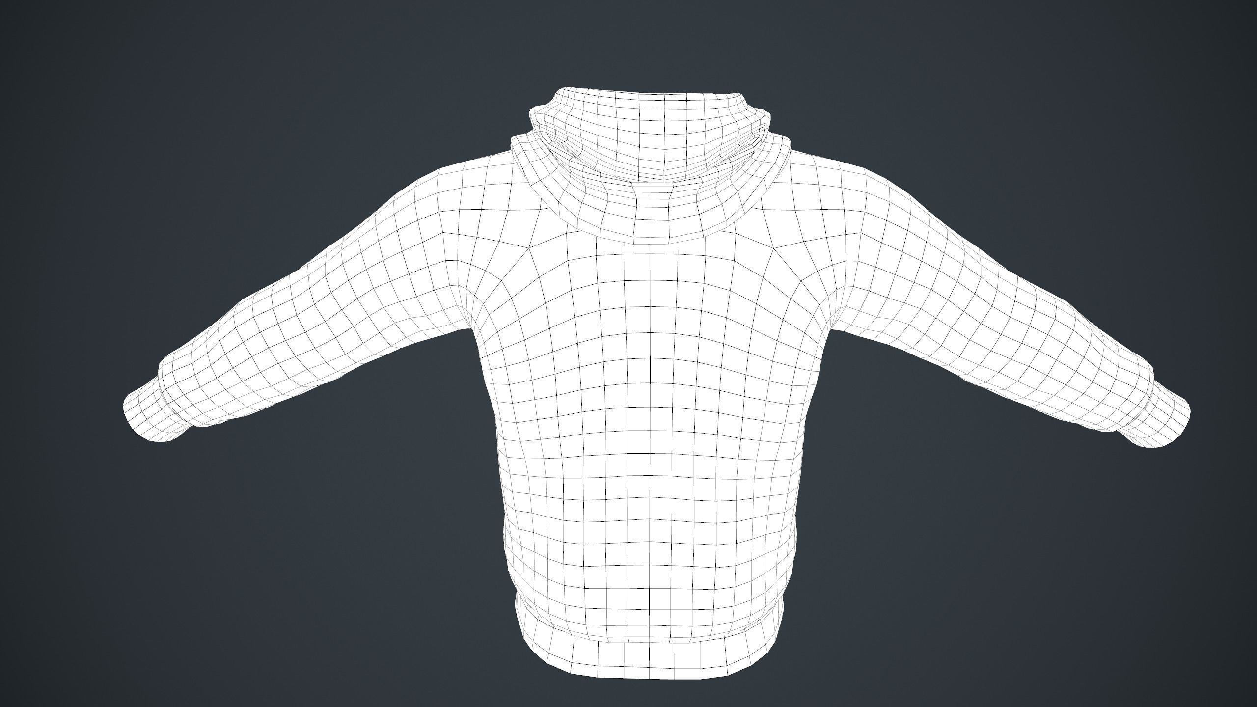 Black Winter Hoodie Low-poly 3D model_24