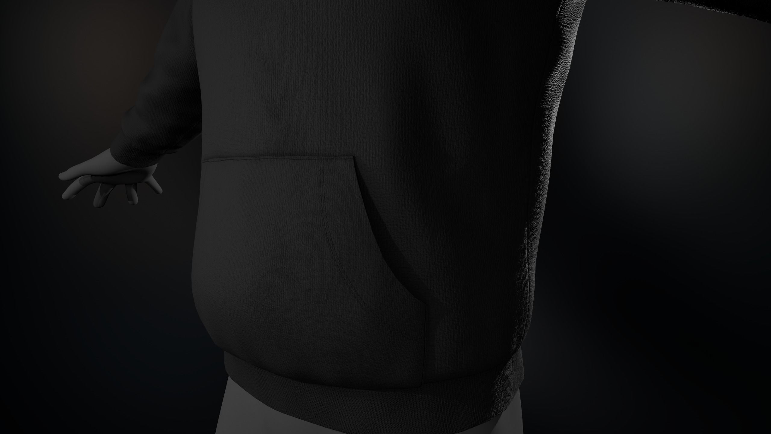 Black Winter Hoodie Low-poly 3D model_16