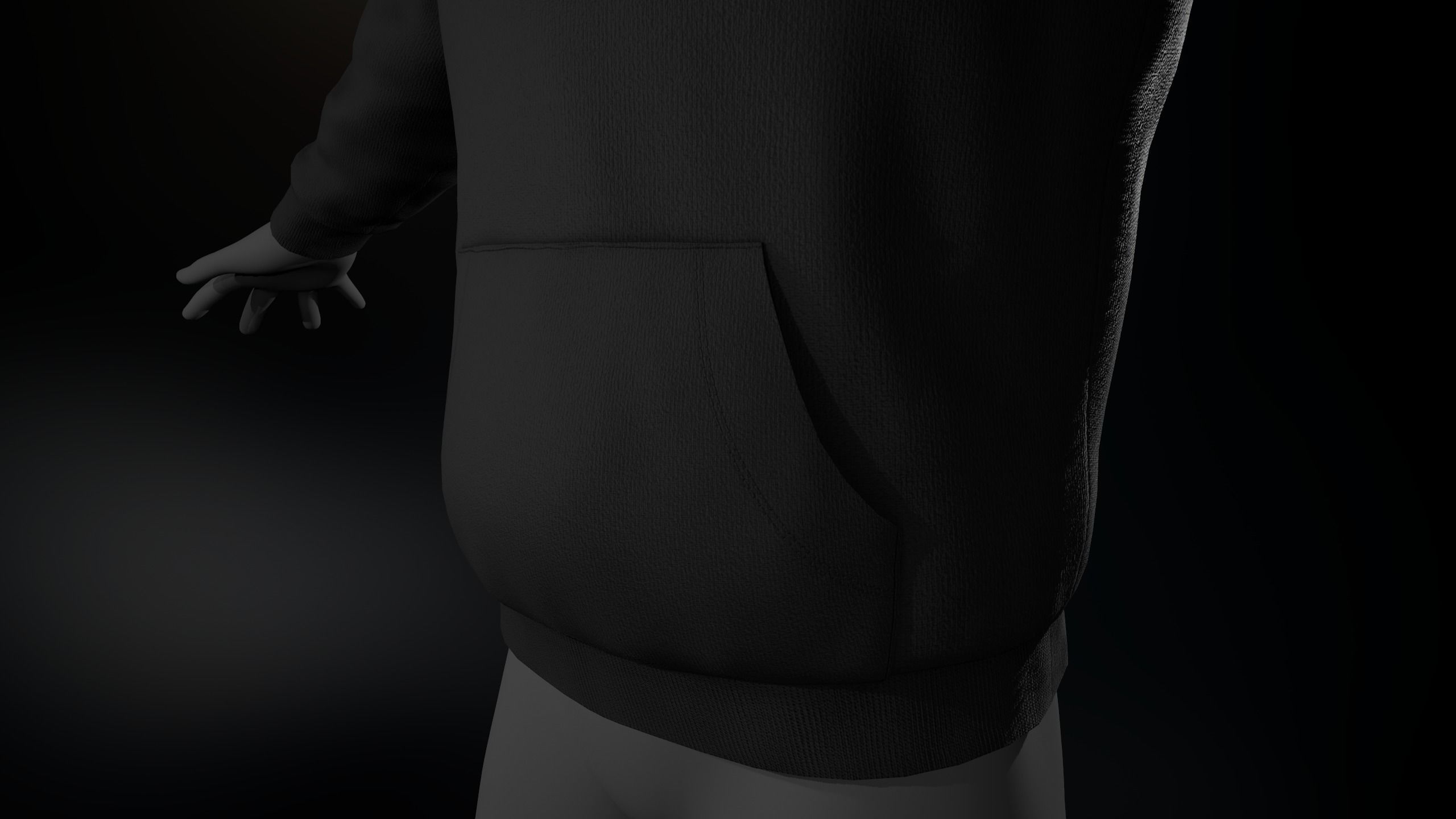 Black Winter Hoodie Low-poly 3D model_9