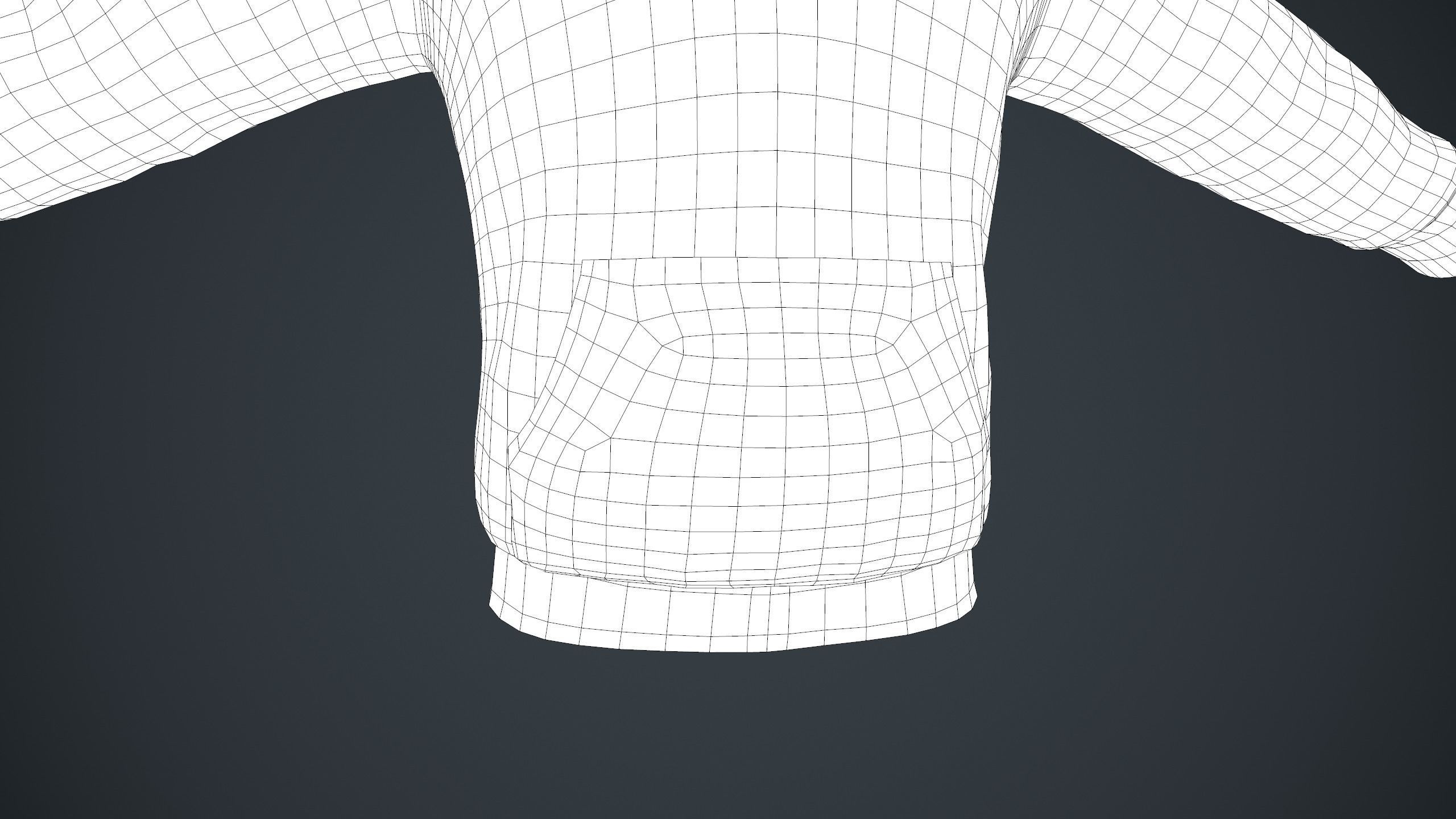 Black Winter Hoodie Low-poly 3D model_21