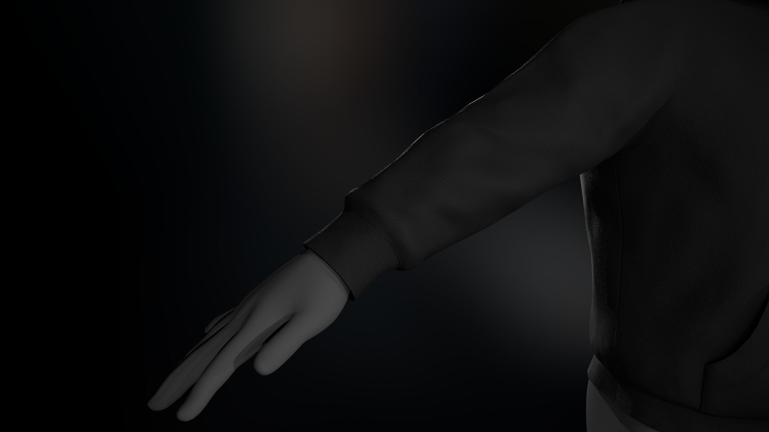 Black Winter Hoodie Low-poly 3D model_10