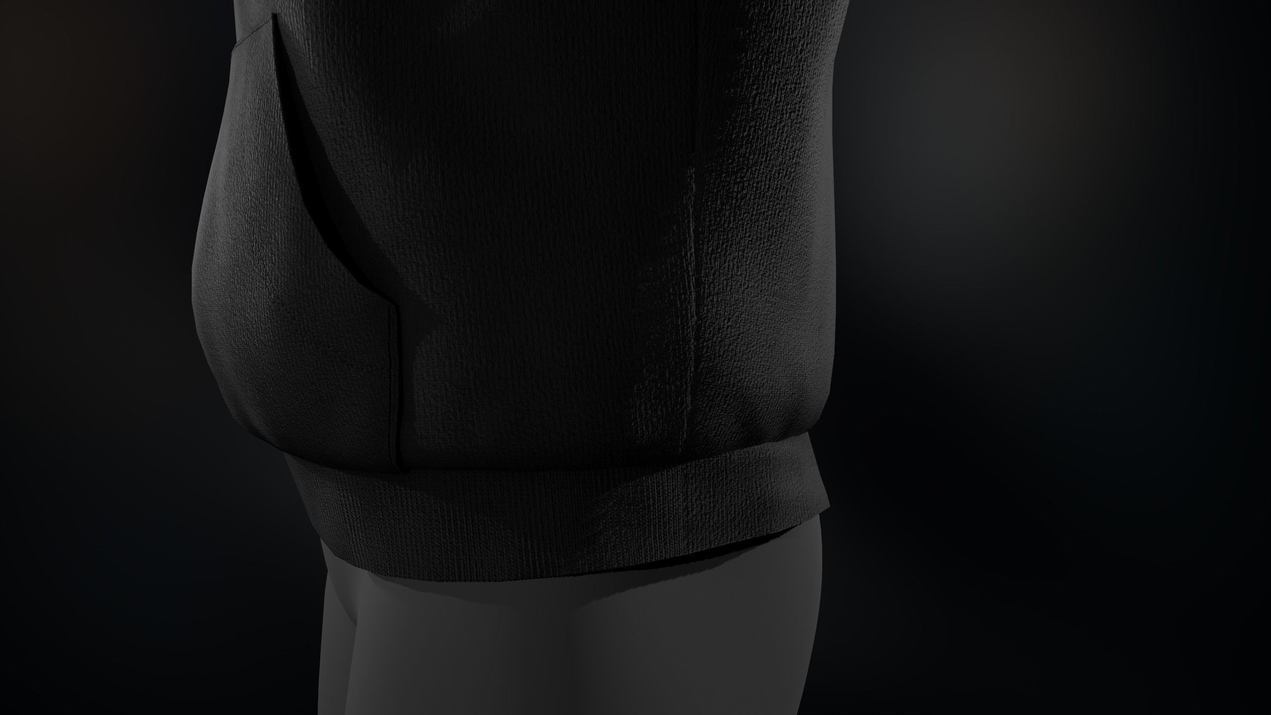 Black Winter Hoodie Low-poly 3D model_15