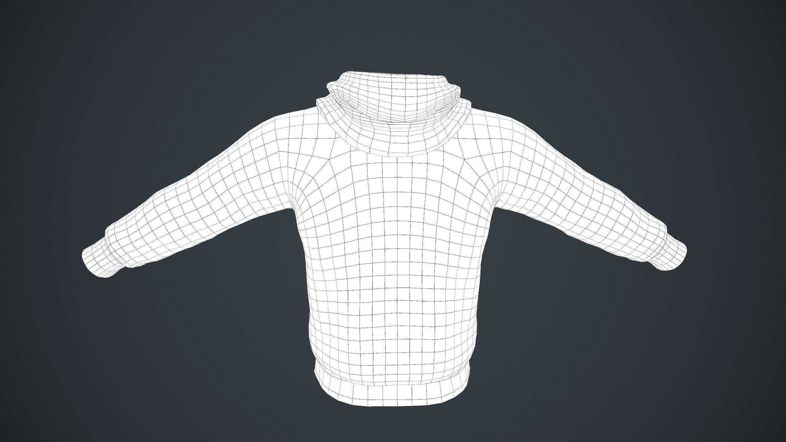 Black Winter Hoodie Low-poly 3D model_19