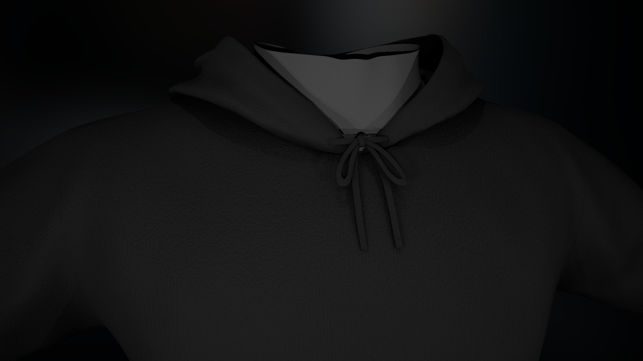 Black Winter Hoodie Low-poly 3D model_7