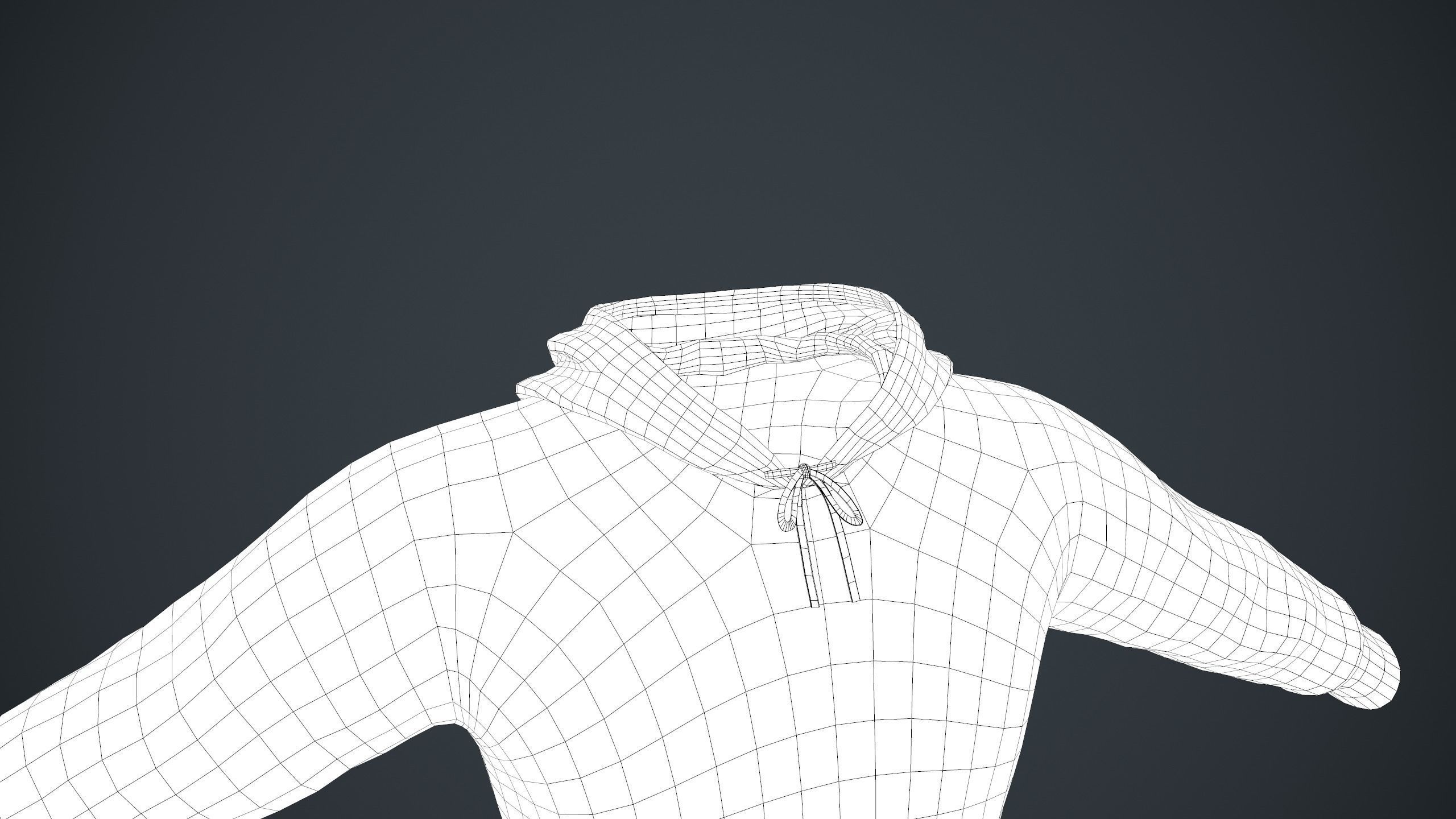 Black Winter Hoodie Low-poly 3D model_22