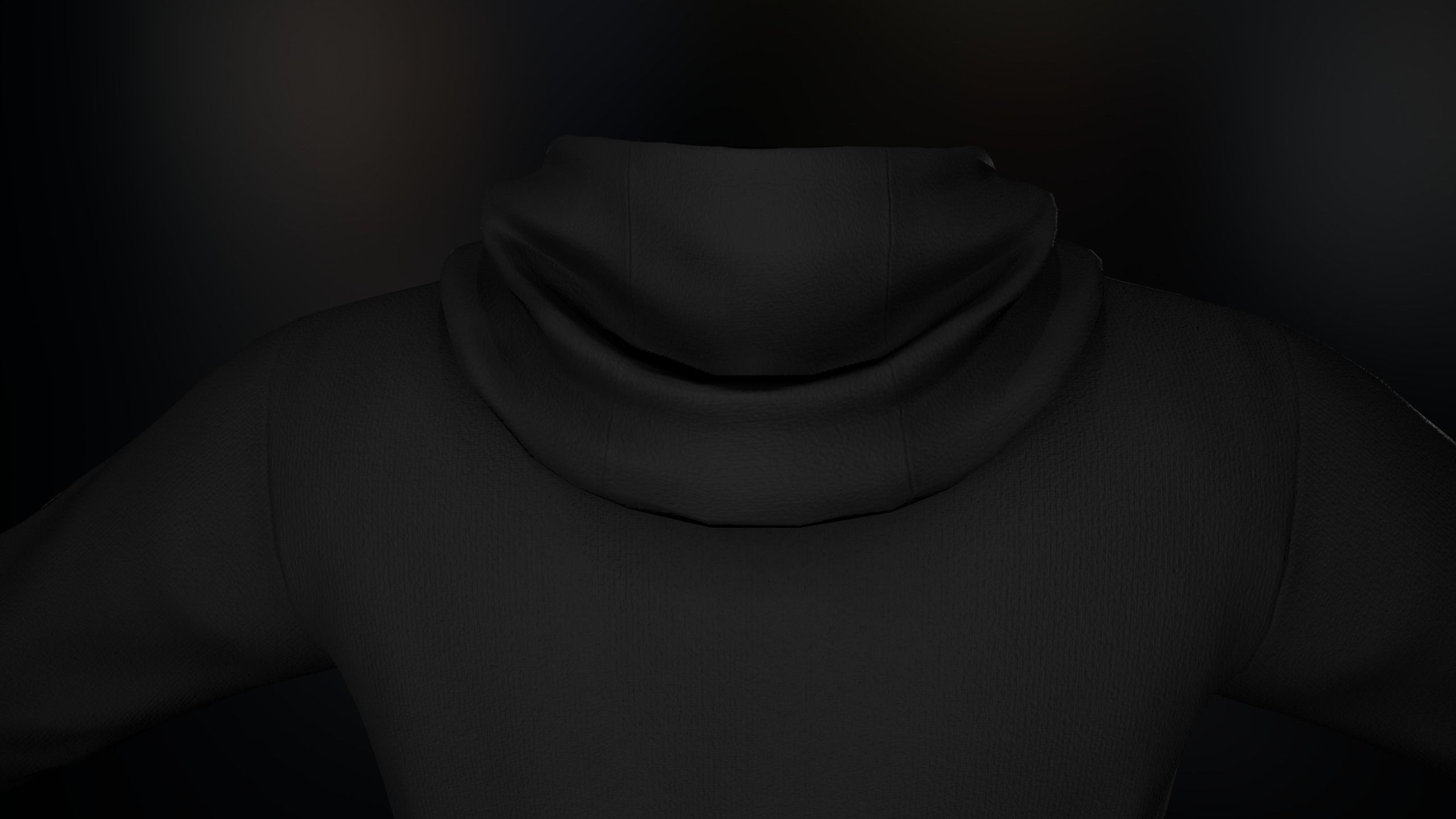 Black Winter Hoodie Low-poly 3D model_11