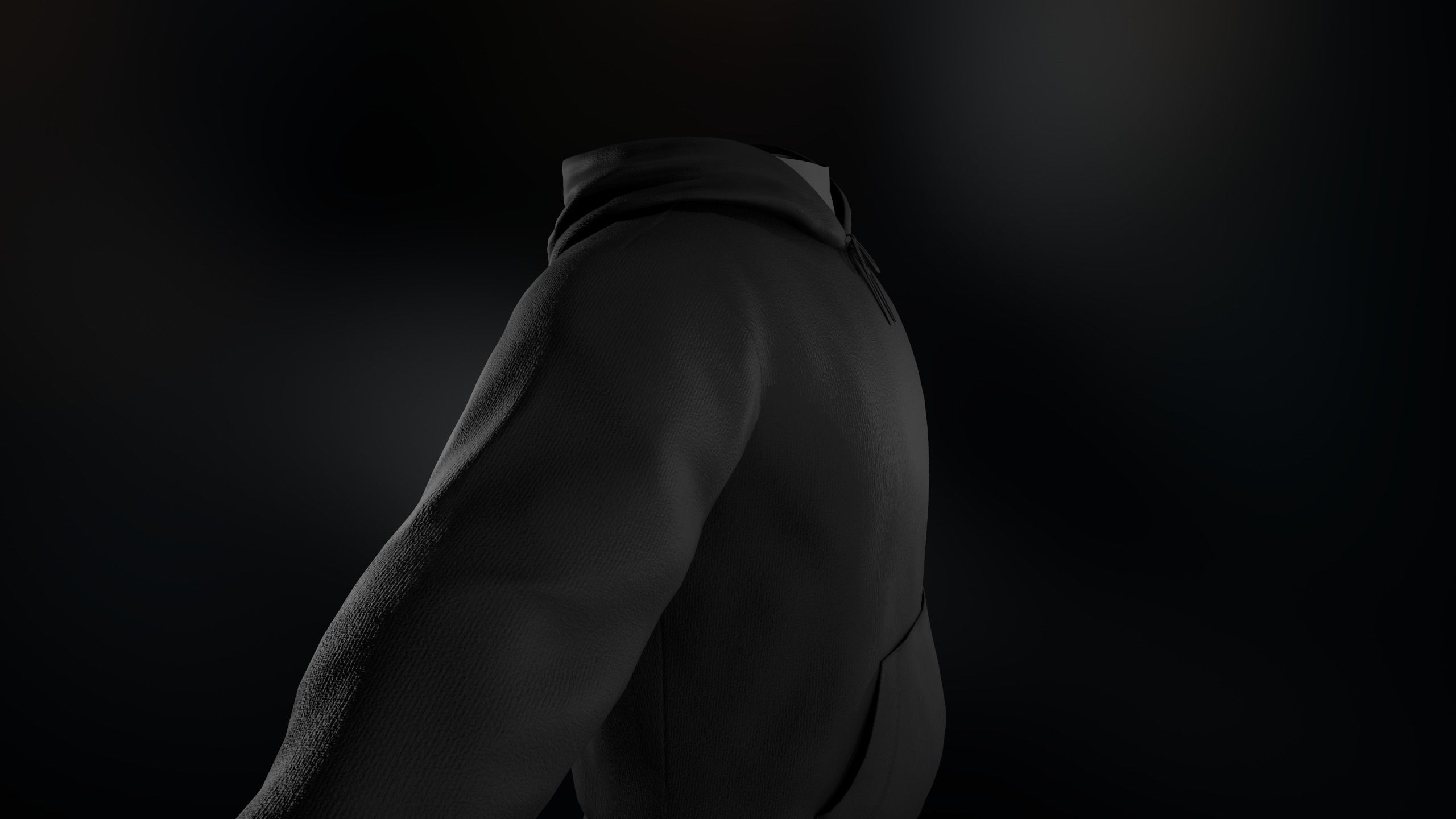 Black Winter Hoodie Low-poly 3D model_6