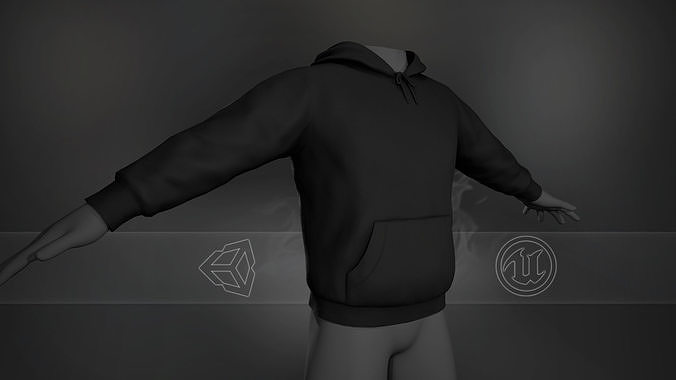 Black Winter Hoodie Low-poly 3D model