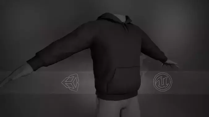 Black Winter Hoodie Low-poly 3D model