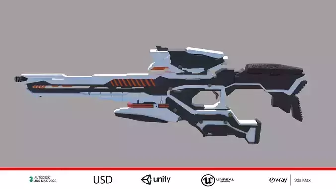 sci-fi gun Low-poly 3D model
