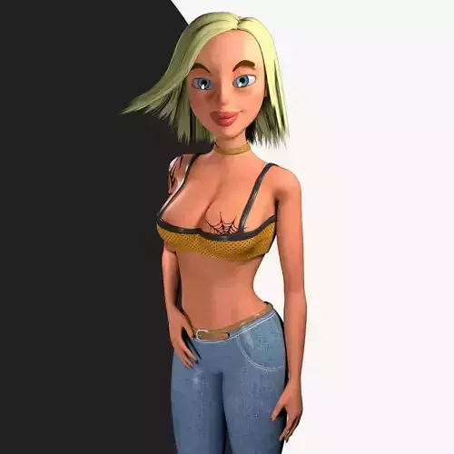 Sexy Cartoon Girl Rigged Low-poly 3D model
