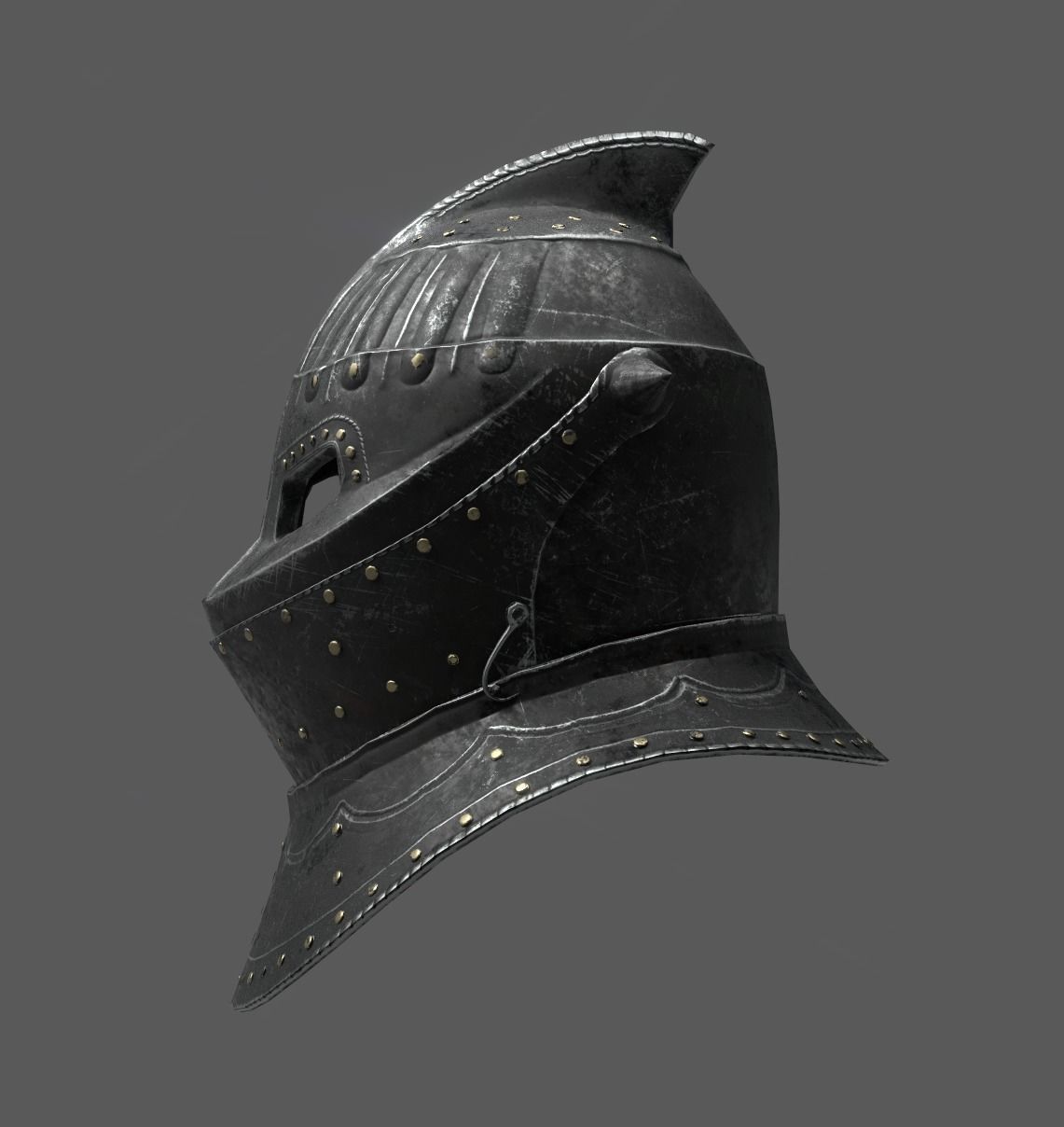 Medieval Dark Helm Low Polly PBR Low-poly 3D model_11