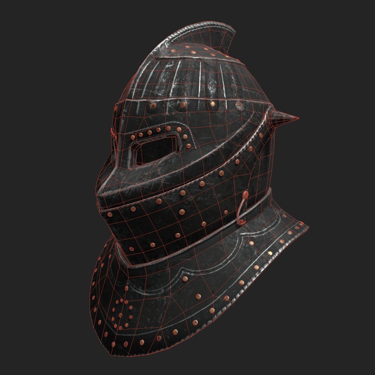 Medieval Dark Helm Low Polly PBR Low-poly 3D model_2
