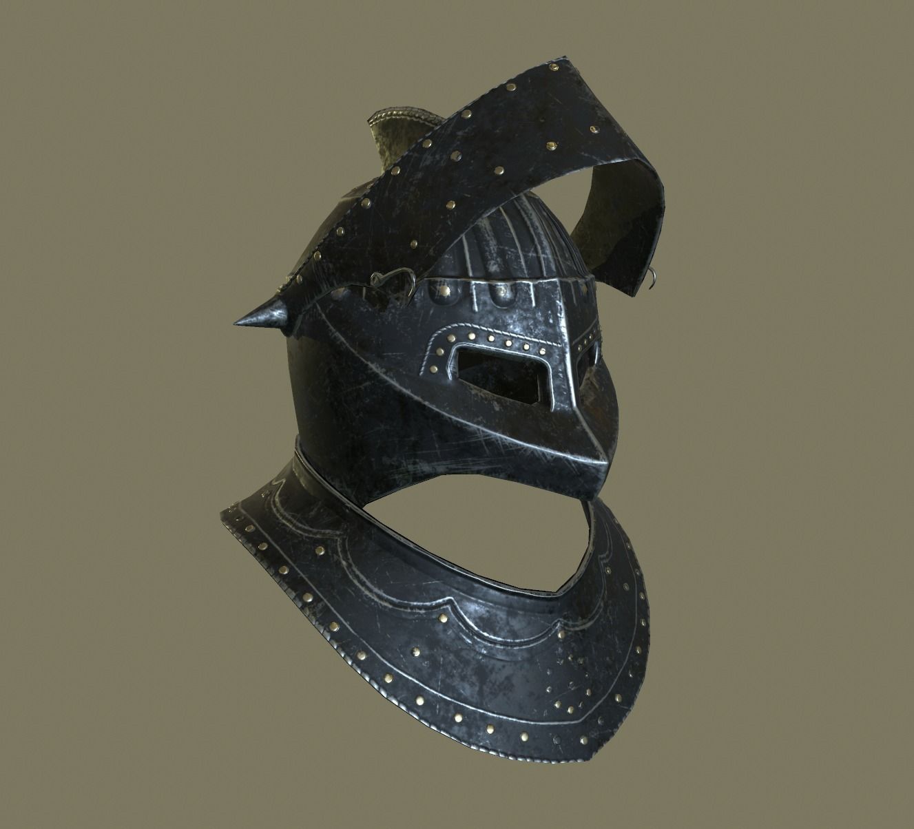 Medieval Dark Helm Low Polly PBR Low-poly 3D model_18