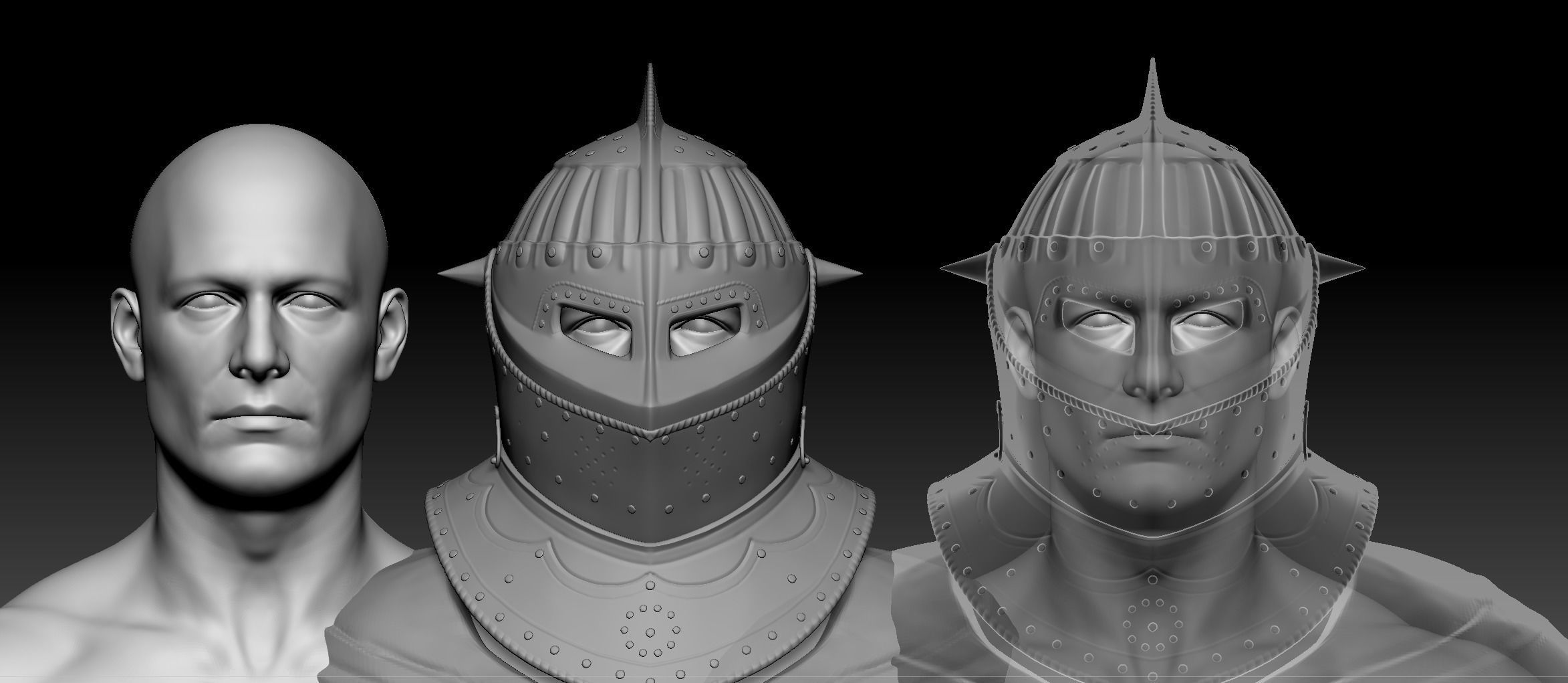 Medieval Dark Helm Low Polly PBR Low-poly 3D model_24