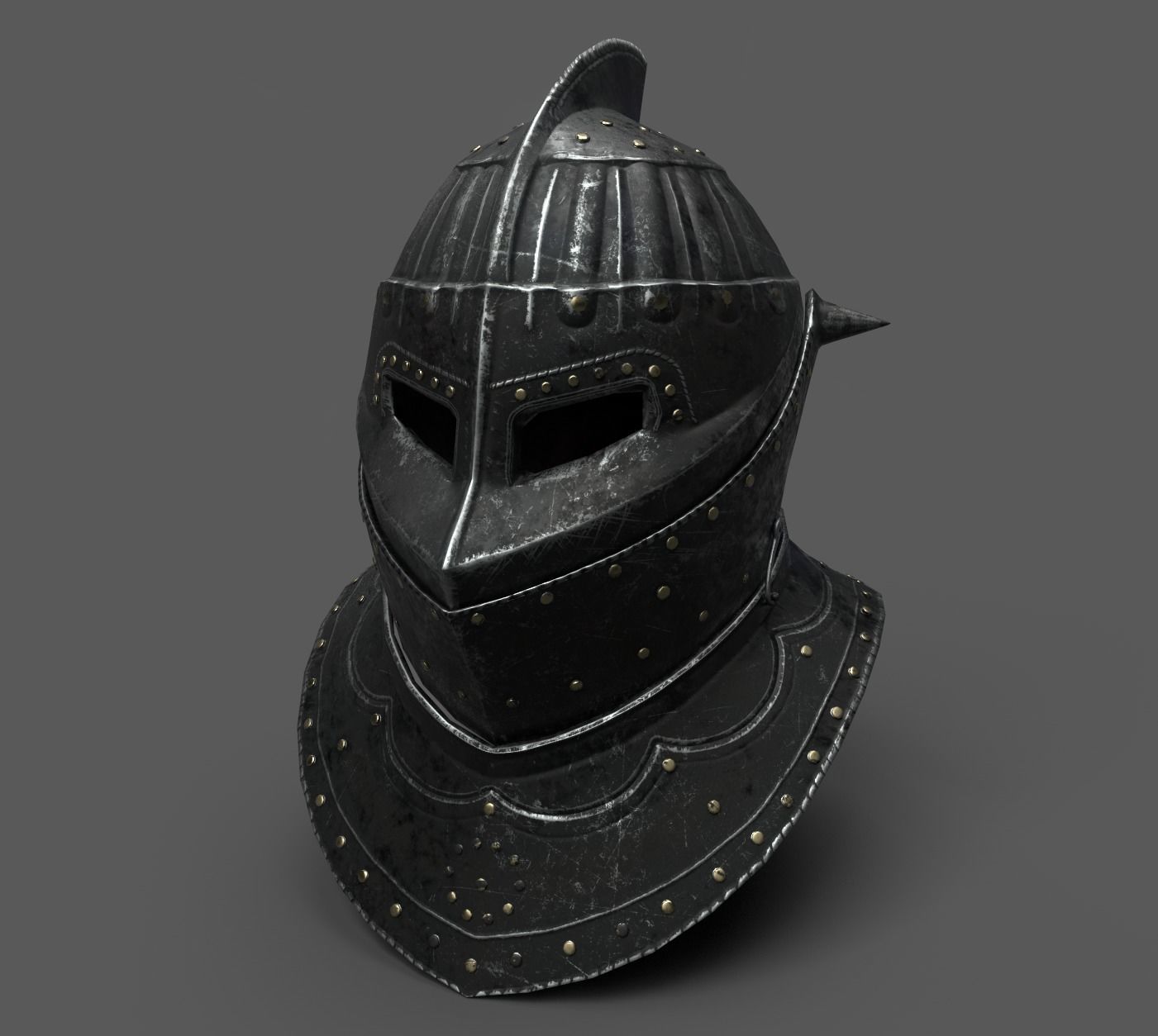 Medieval Dark Helm Low Polly PBR Low-poly 3D model_10