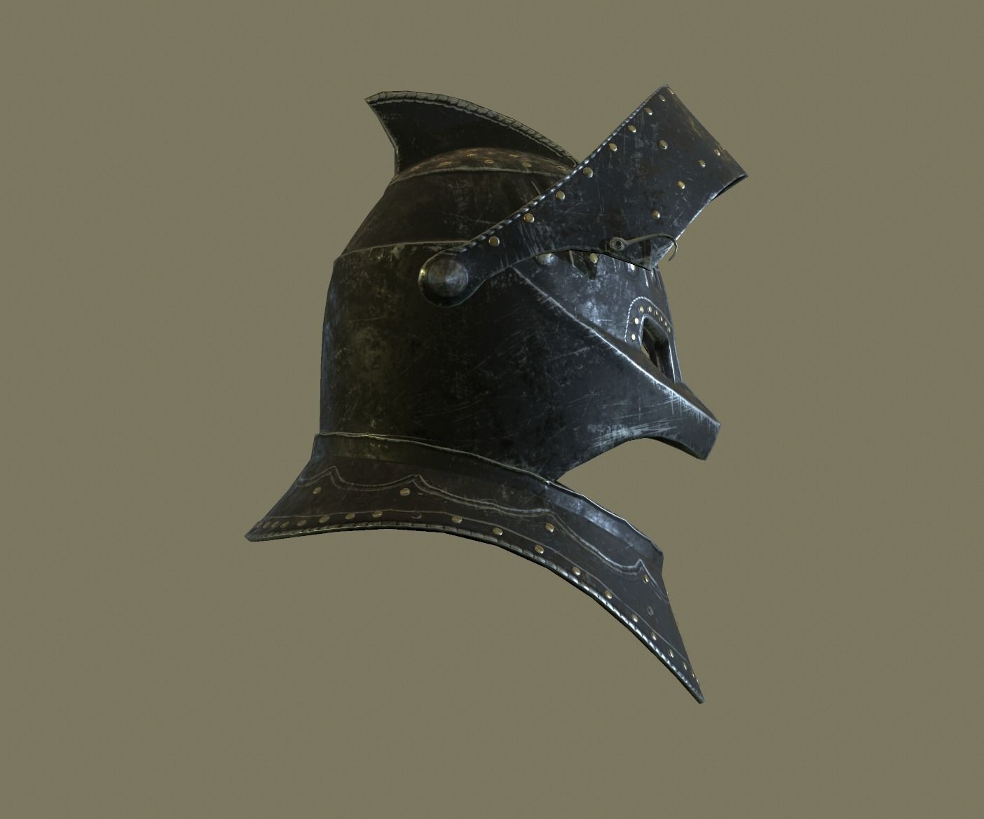 Medieval Dark Helm Low Polly PBR Low-poly 3D model_5