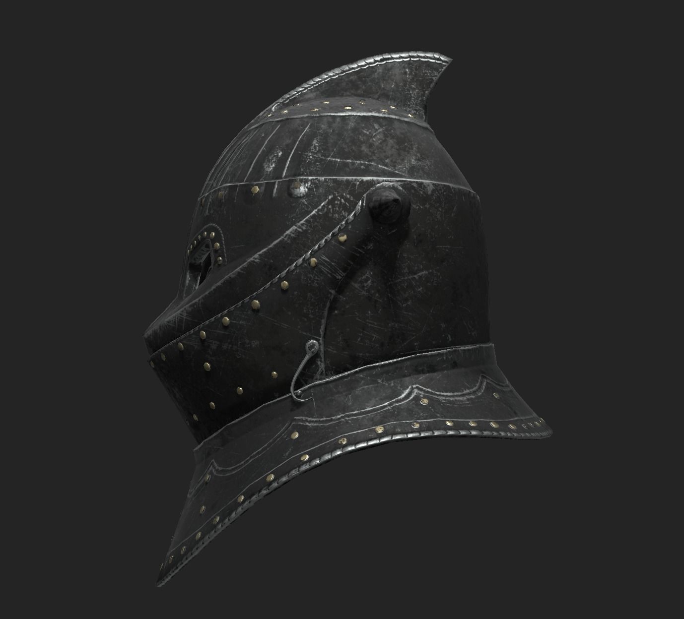 Medieval Dark Helm Low Polly PBR Low-poly 3D model_3