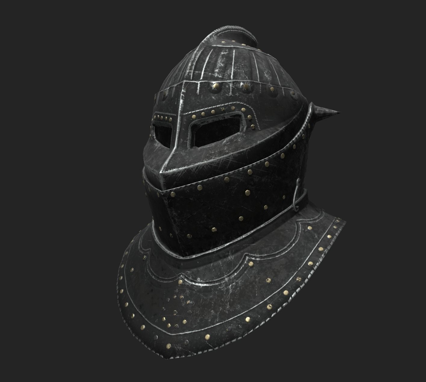Medieval Dark Helm Low Polly PBR Low-poly 3D model_7