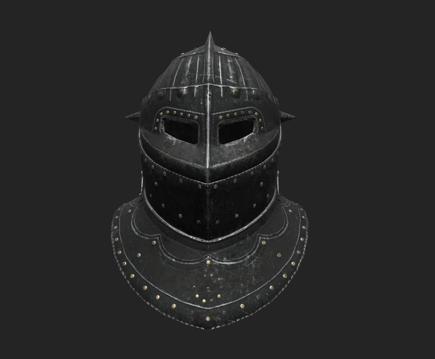 Medieval Dark Helm Low Polly PBR Low-poly 3D model_16