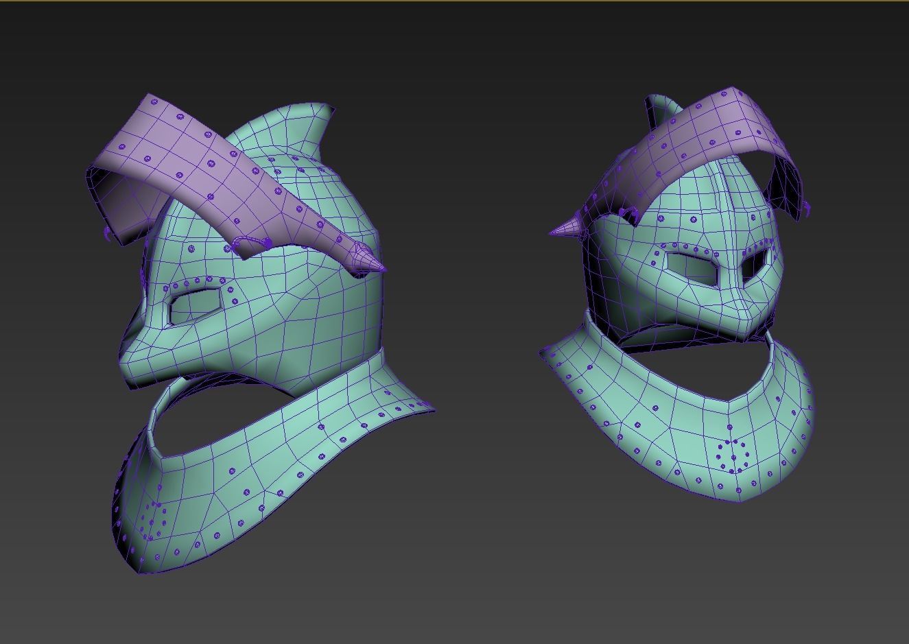 Medieval Dark Helm Low Polly PBR Low-poly 3D model_4