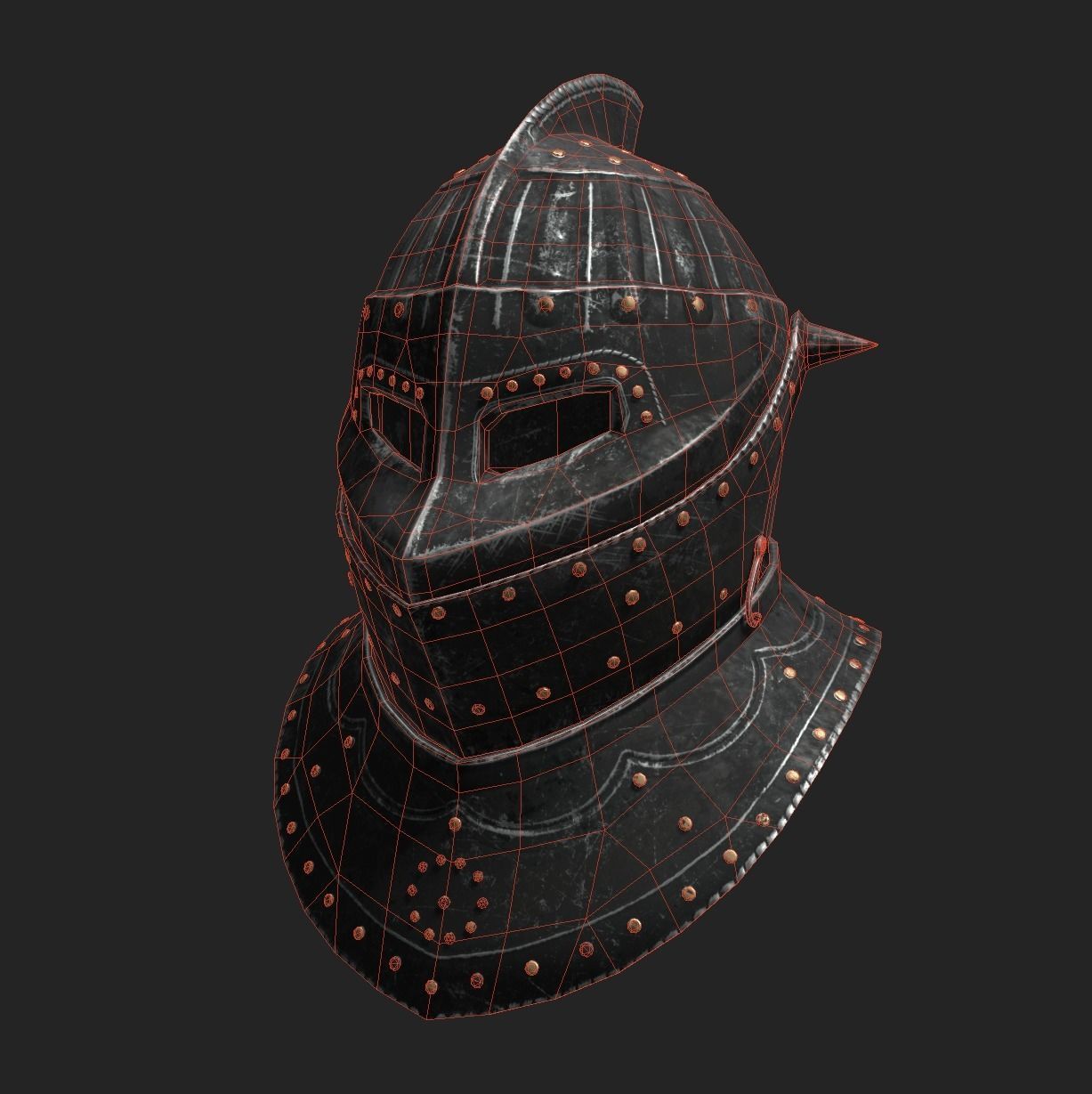 Medieval Dark Helm Low Polly PBR Low-poly 3D model_6
