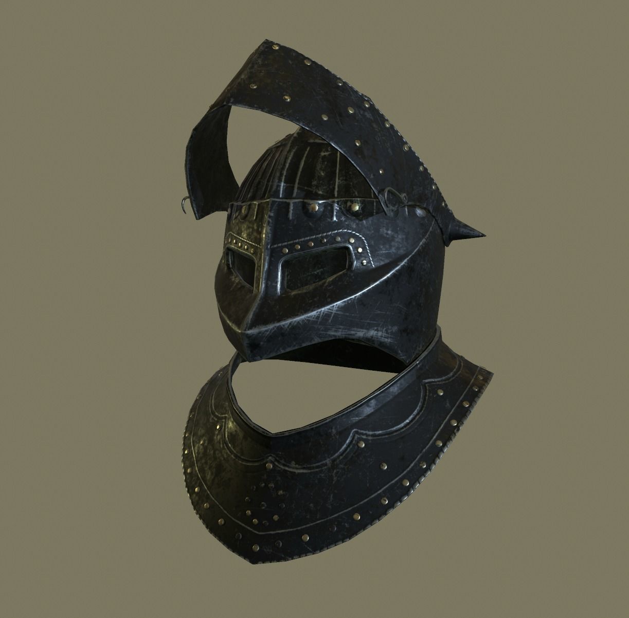 Medieval Dark Helm Low Polly PBR Low-poly 3D model_20