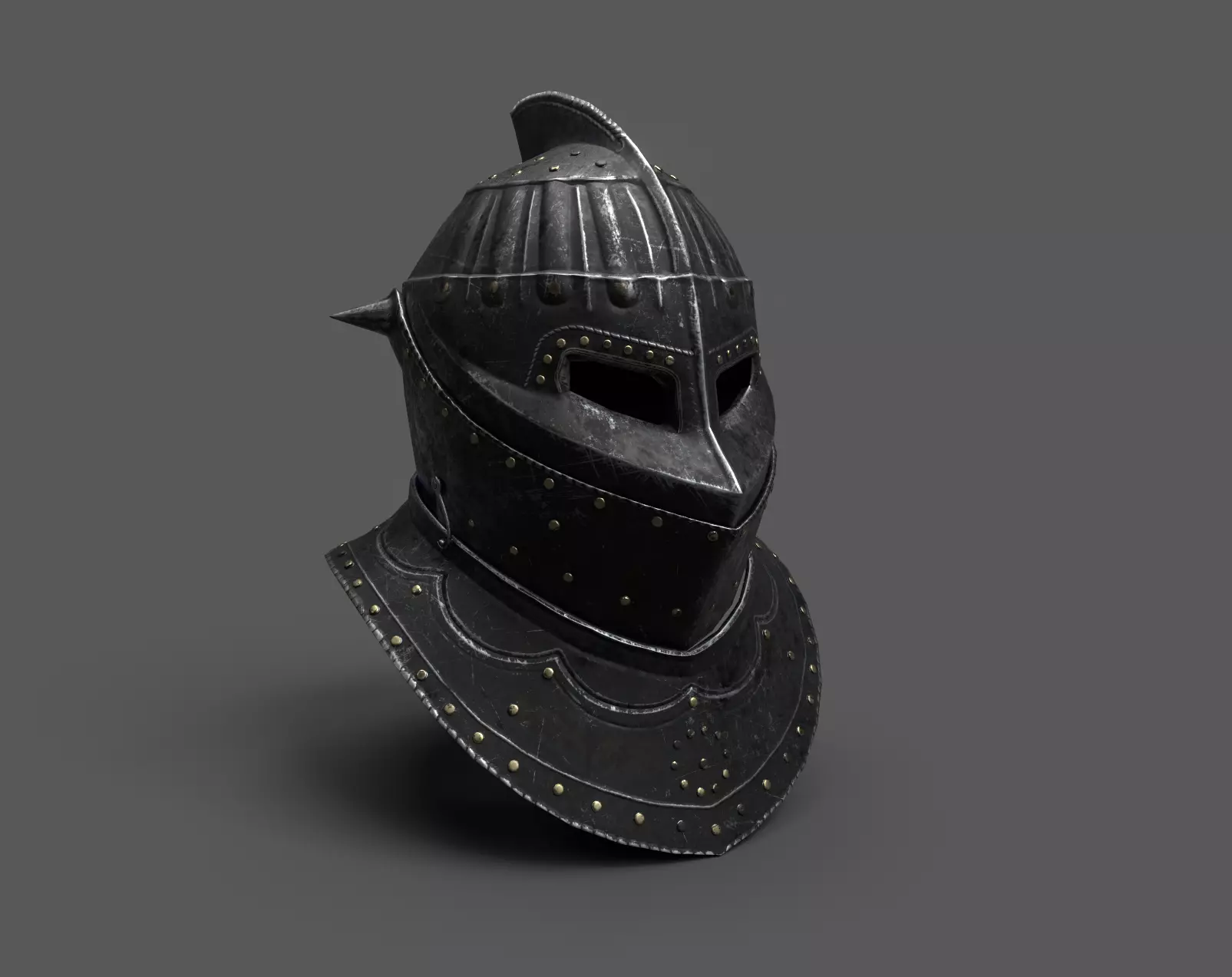 Medieval Dark Helm Low Polly PBR Low-poly 3D model_0