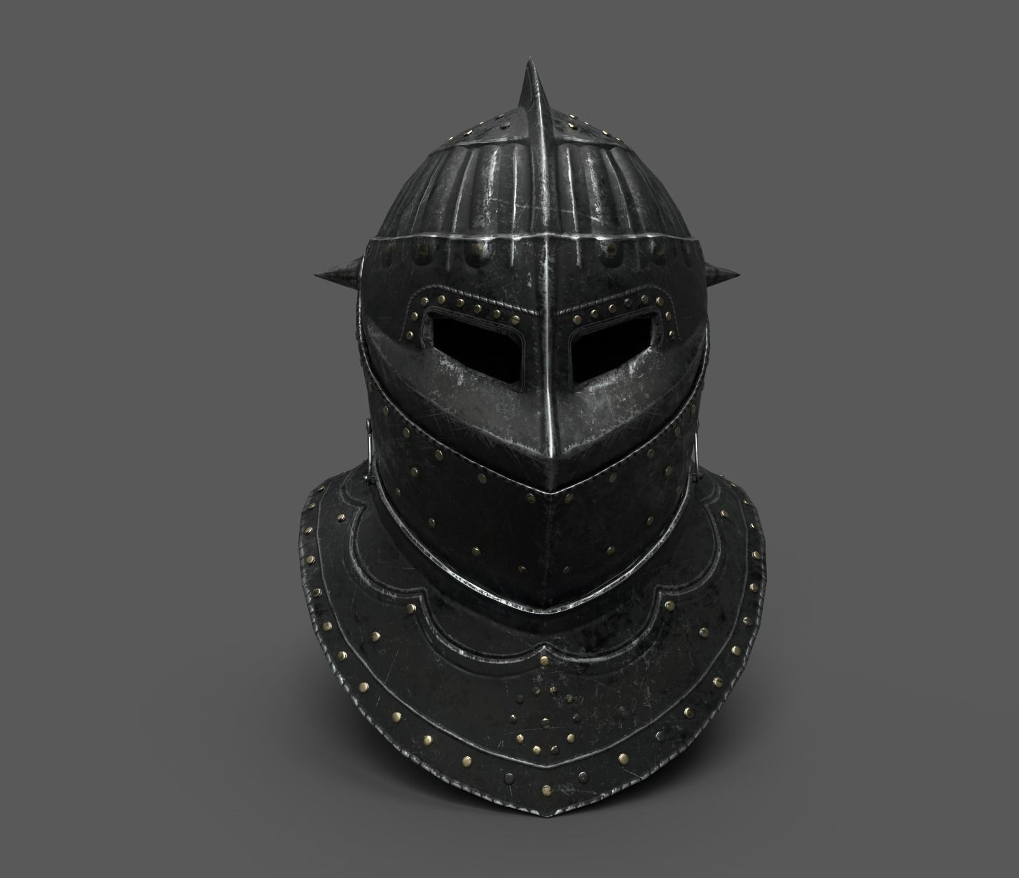 Medieval Dark Helm Low Polly PBR Low-poly 3D model_9