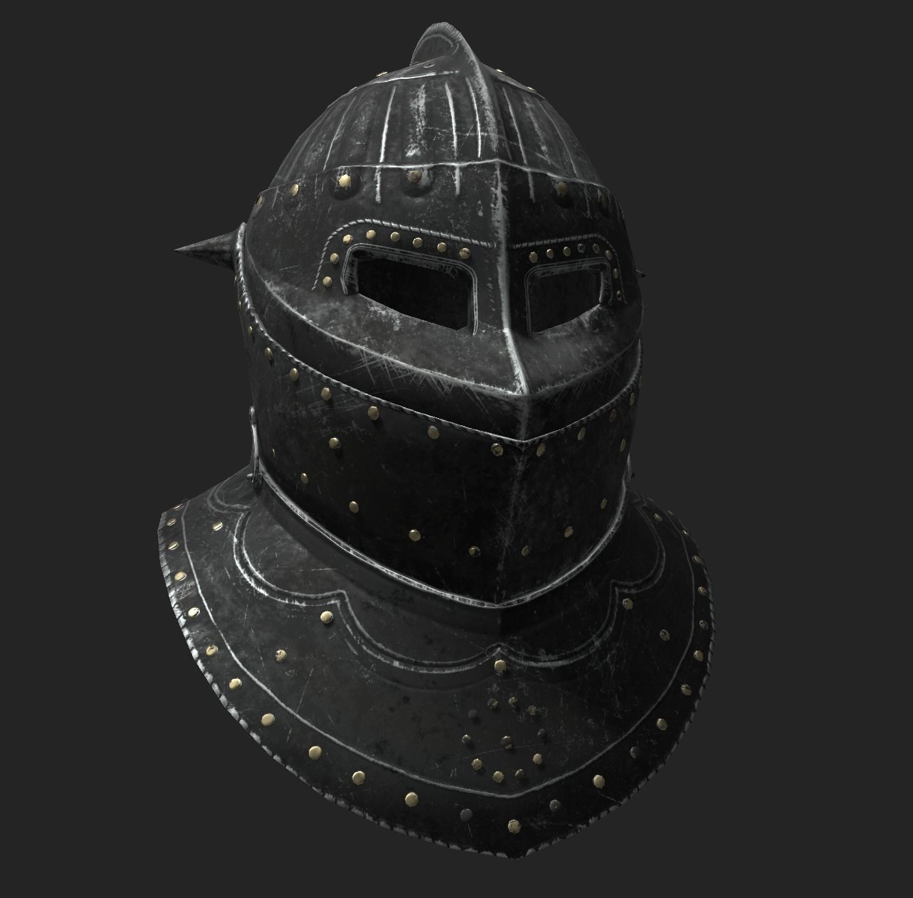 Medieval Dark Helm Low Polly PBR Low-poly 3D model_15