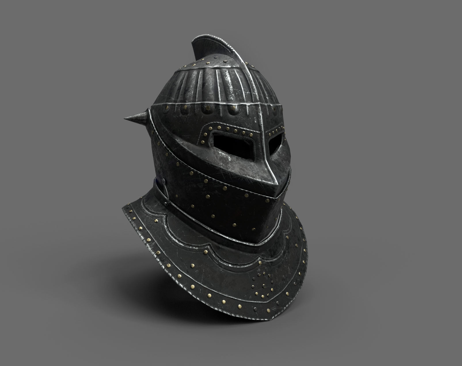 Medieval Dark Helm Low Polly PBR Low-poly 3D model_17