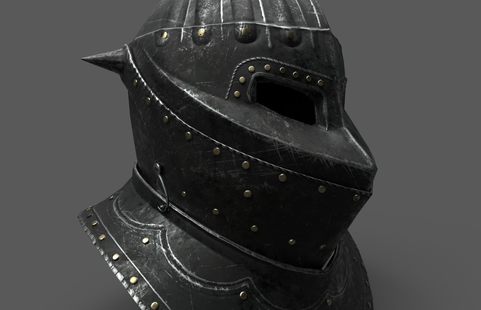Medieval Dark Helm Low Polly PBR Low-poly 3D model_14