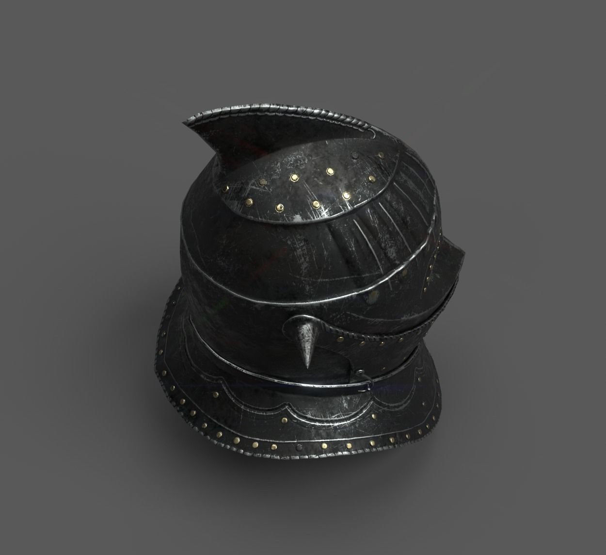 Medieval Dark Helm Low Polly PBR Low-poly 3D model_13