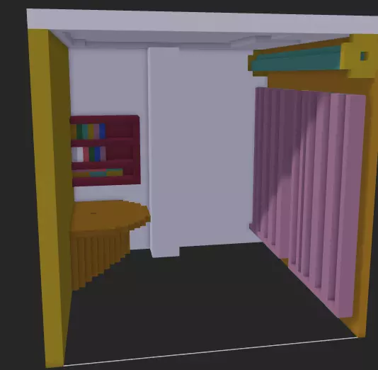 The room with curtains and desk 3D print model