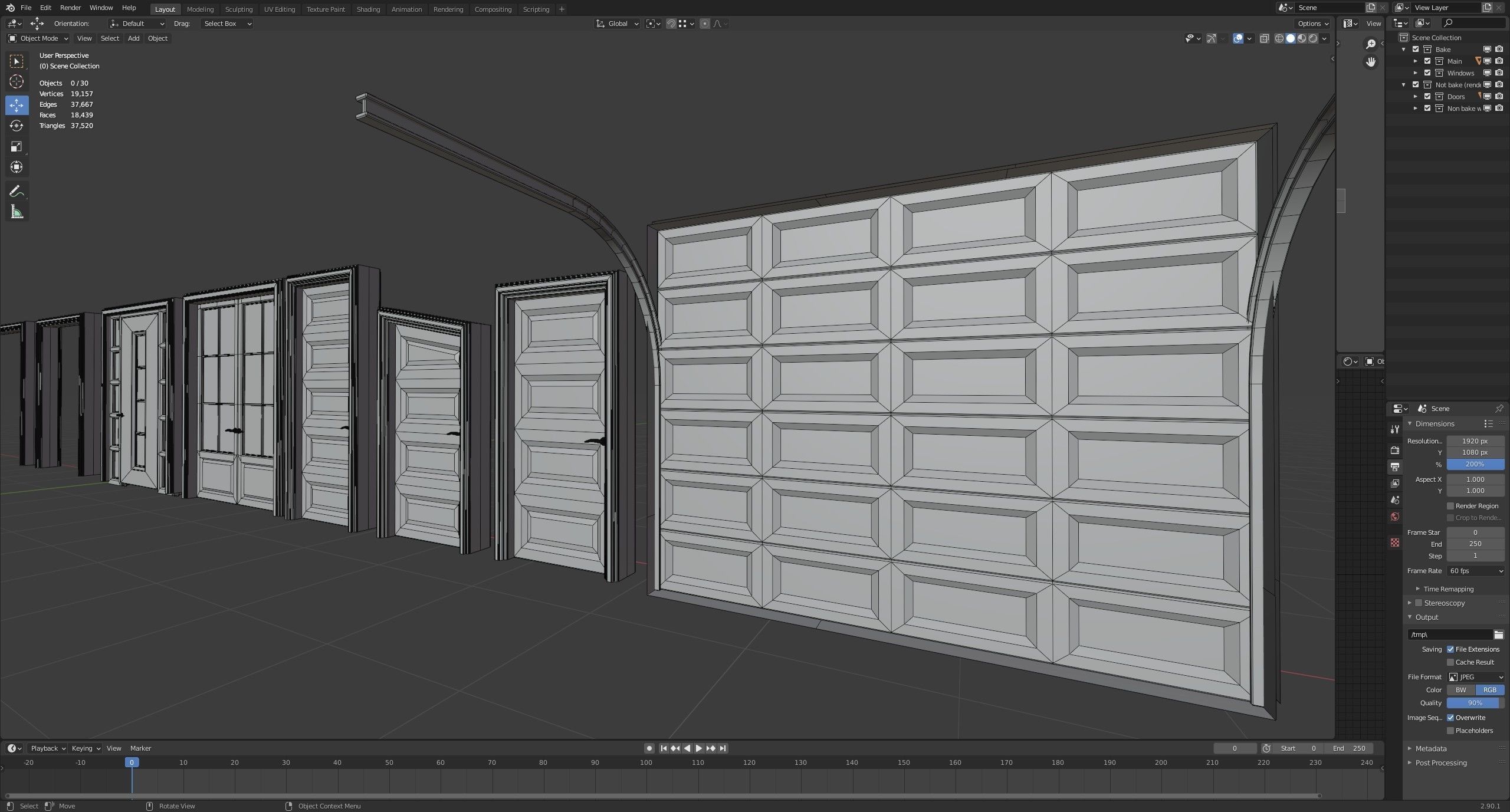 Classic style porch house doors and windows pack Low-poly 3D model_15