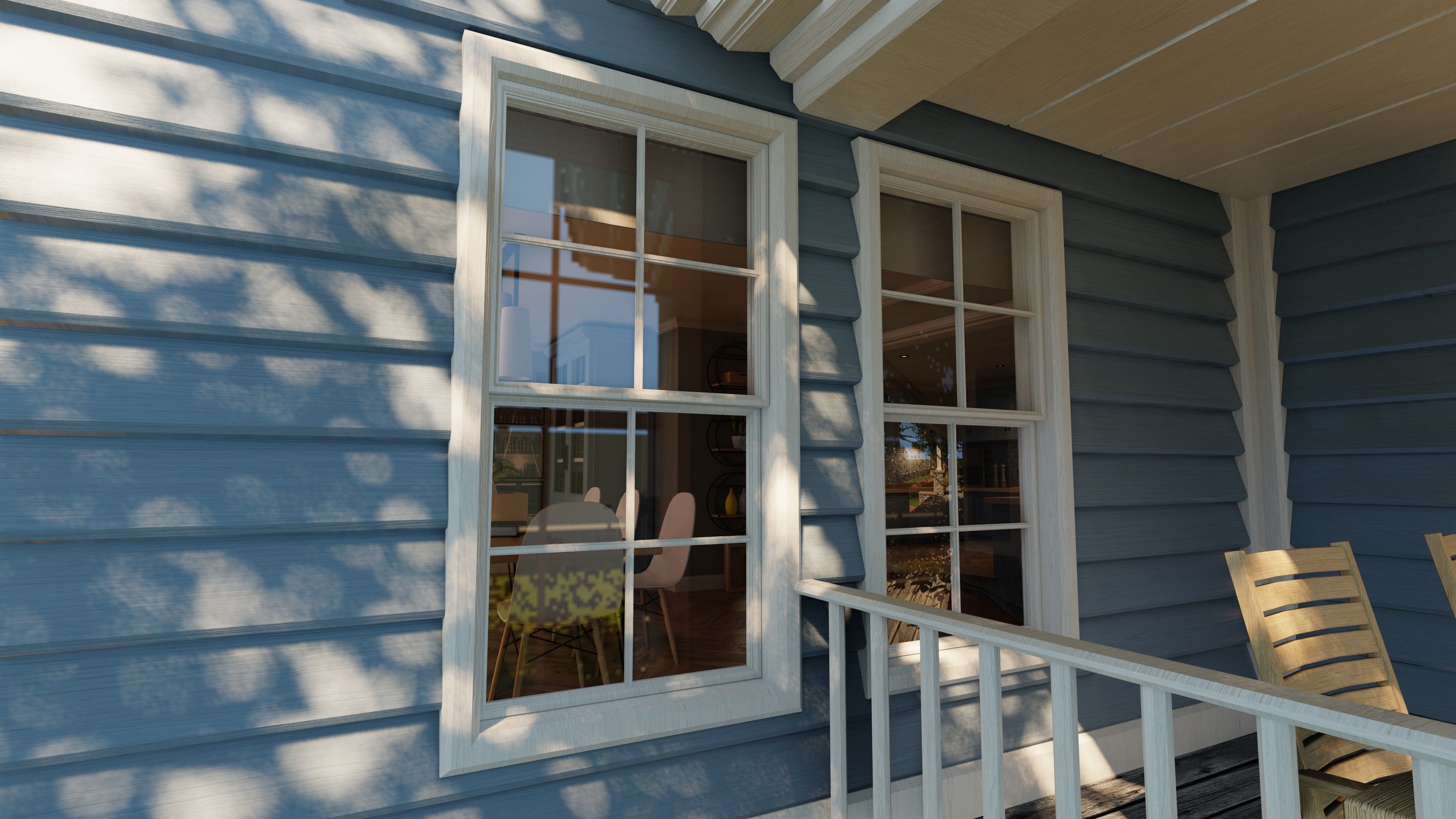 Classic style porch house doors and windows pack Low-poly 3D model_8