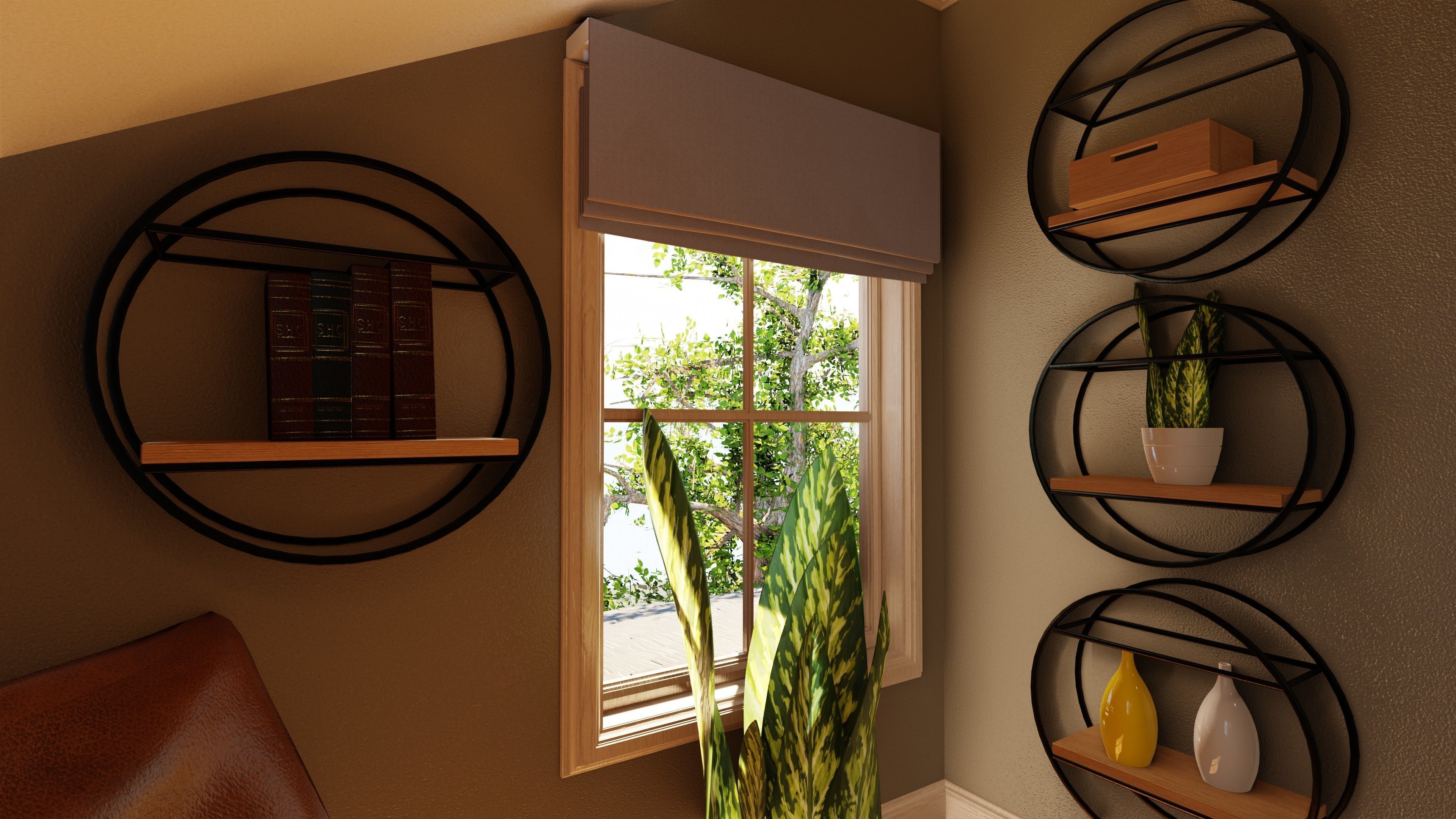 Classic style porch house doors and windows pack Low-poly 3D model_9