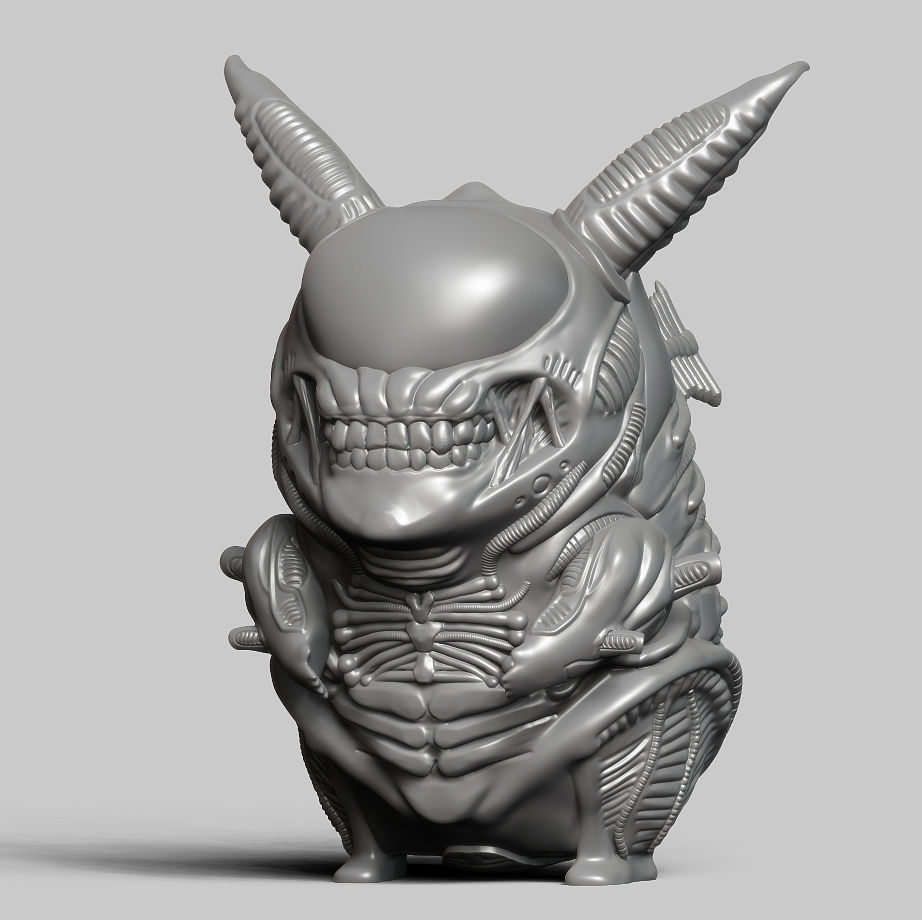Pikachu Alien Xenomorph  3d print model 3D print model 3D print model_7