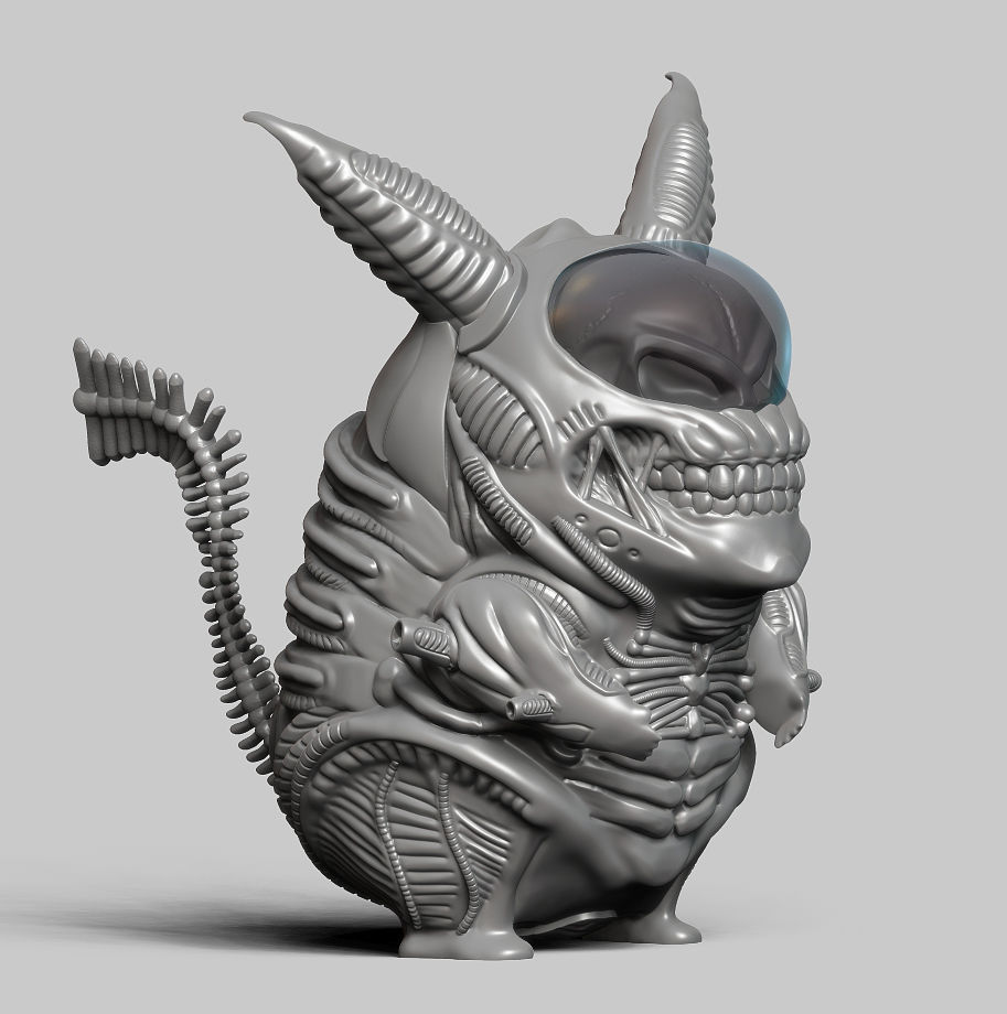 Pikachu Alien Xenomorph  3d print model 3D print model 3D print model_2