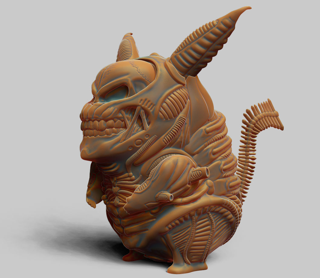 Pikachu Alien Xenomorph  3d print model 3D print model 3D print model_8