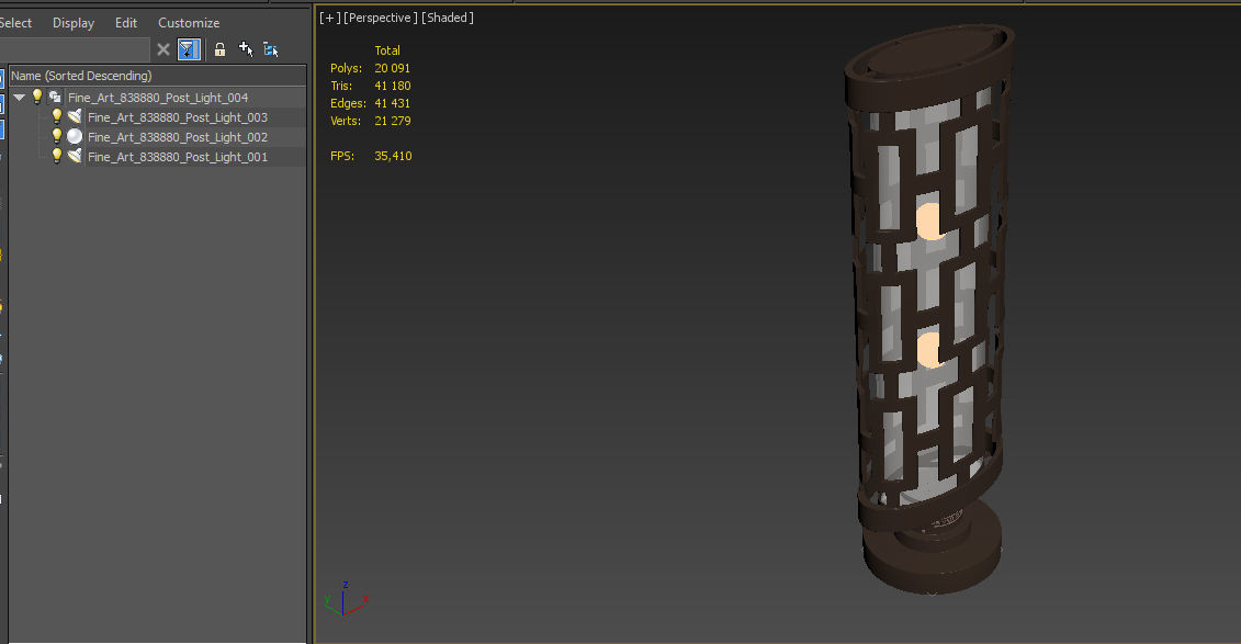 Fine Art Lamps River Oaks 38880 Post Light 3D model_9