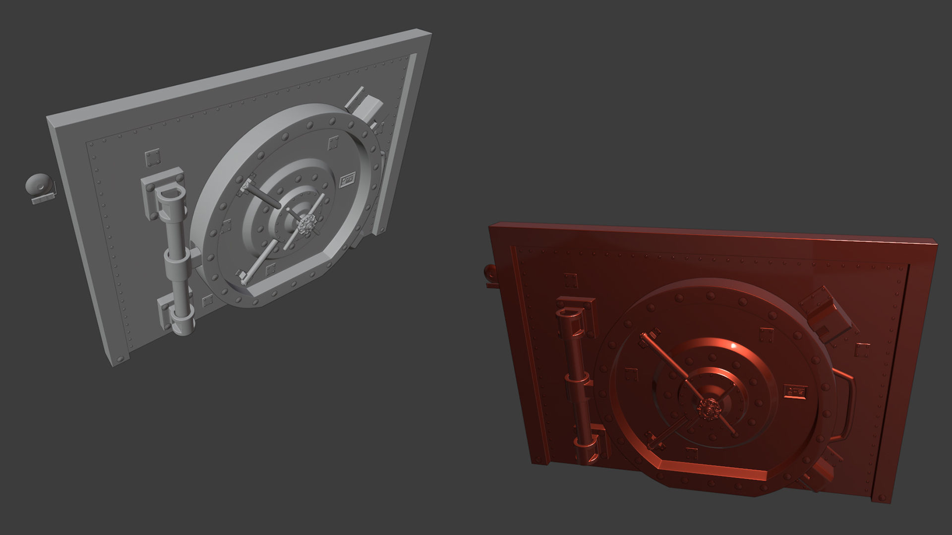 Simple Door Vault 3D model_12