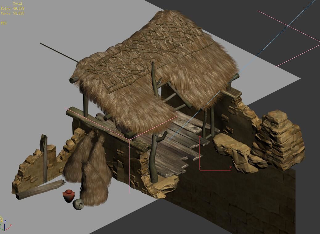 Axe Gang-Mud House-Thatched House 3D model_4